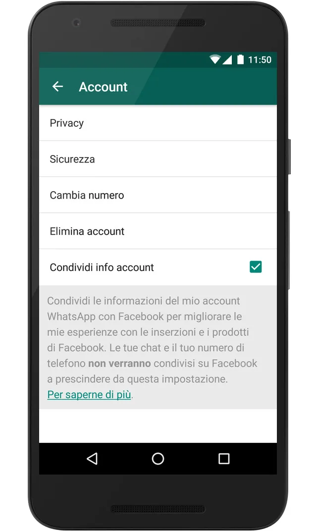 Privacy su WhatsApp evitare che vengano condivisi con Facebook2