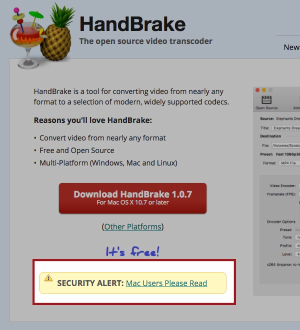 HandBrake, Malware, Mac, Apple,